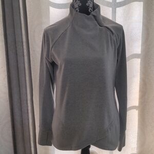 Women's Kyodan Outdoor Gray Zip Neck Long-Sleeved Asymmetrical Pullover, Size L